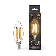Лампа светодиодная филаментная Gauss E14 13W 2700K прозрачная 103801113 2