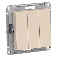Выключатель трехклавишный Systeme Electric AtlasDesign 10A 250V бежевый ATN000231