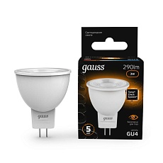 Лампа светодиодная Gauss GU4 3W 3000K матовая 132517103 3