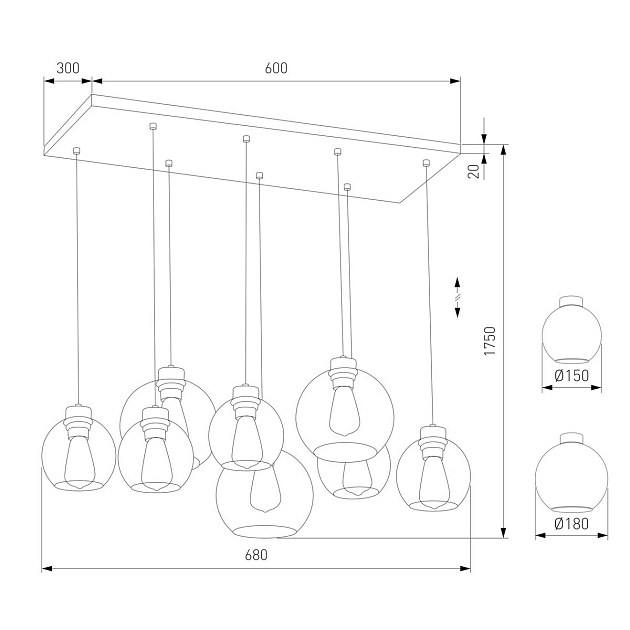 Подвесная люстра TK Lighting 2834 Cubus Фото № 2