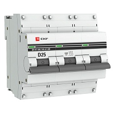 Автоматический выключатель 3P 25А (D) 10kA ВА 47-100 EKF PROxima mcb47100-3-25D-pro