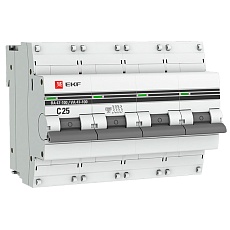 Автоматический выключатель 4P 25А (C) 10kA ВА 47-100 EKF PROxima mcb47100-4-25C-pro
