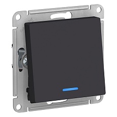 Переключатель одноклавишный проходной Systeme Electric AtlasDesign 10A 250V с подсветкой карбон ATN001063