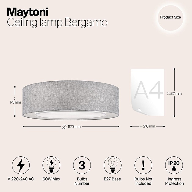 Потолочный светильник Maytoni Bergamo MOD613CL-04GR Фото № 2