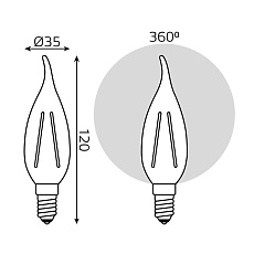 Лампа светодиодная филаментная Gauss E14 5W 2700K золотая 104801005 4