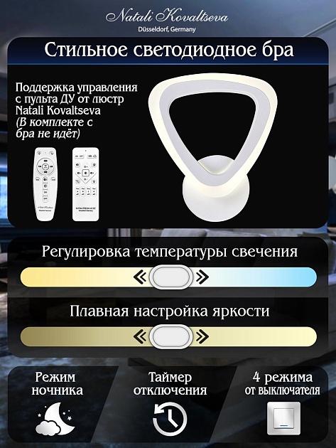 Бра Natali Kovaltseva Led Lamps 81127/1W изображение 3 Бра Natali Kovaltseva Led Lamps 81127/1W Фото № 3