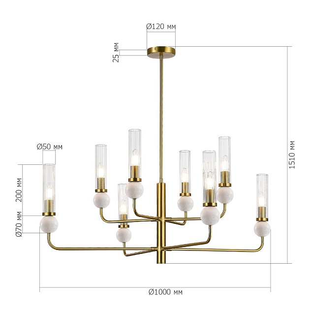 Подвесная люстра ST Luce Medea SL1244.303.08 изображение 2 Подвесная люстра ST Luce Medea SL1244.303.08 Фото № 2