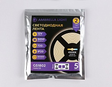 Светодиодная лента Ambrella Light 7,2W/m 30LED/m 5050SMD дневной белый 5M GS1802 3