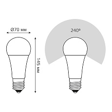 Лампа светодиодная Gauss E27 35W 3000K матовая 70215 3
