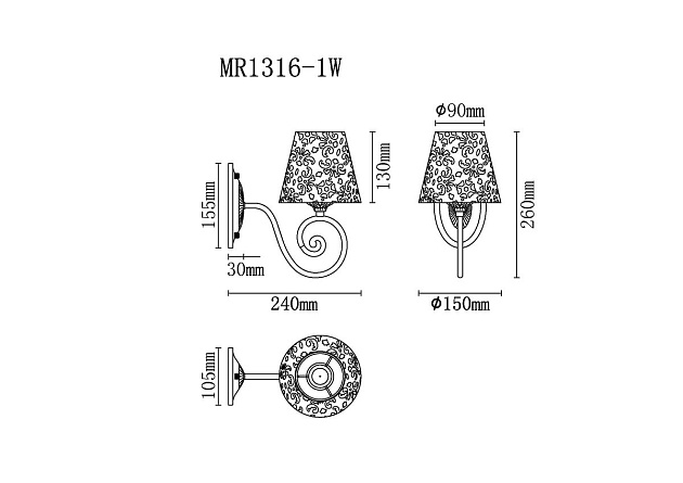 Бра MyFar Ceiling Luna MR1316-1W Фото № 2