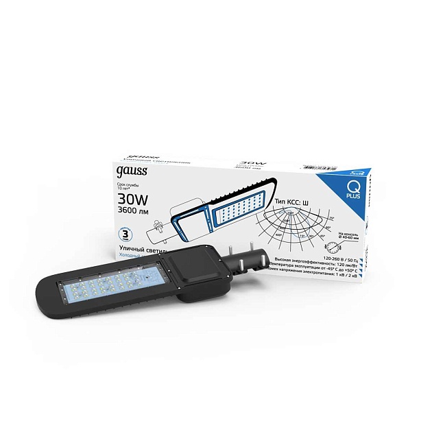 Уличный светодиодный консольный светильник Gauss Qplus 629535330 Фото № 5