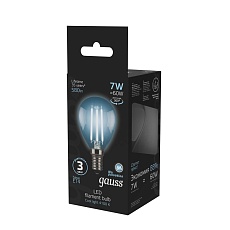 Лампа светодиодная филаментная Gauss E14 7W 4100К прозрачная 105801207 5