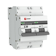 Автоматический выключатель 2P 20А (C) 10kA ВА 47-100 EKF PROxima mcb47100-2-20C-pro