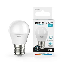 Лампа светодиодная Gauss E27 8W 4100K матовая 53228 4