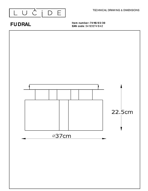 Потолочная люстра Lucide Fudral 74115/03/30 изображение 2 Потолочная люстра Lucide Fudral 74115/03/30 Фото № 2